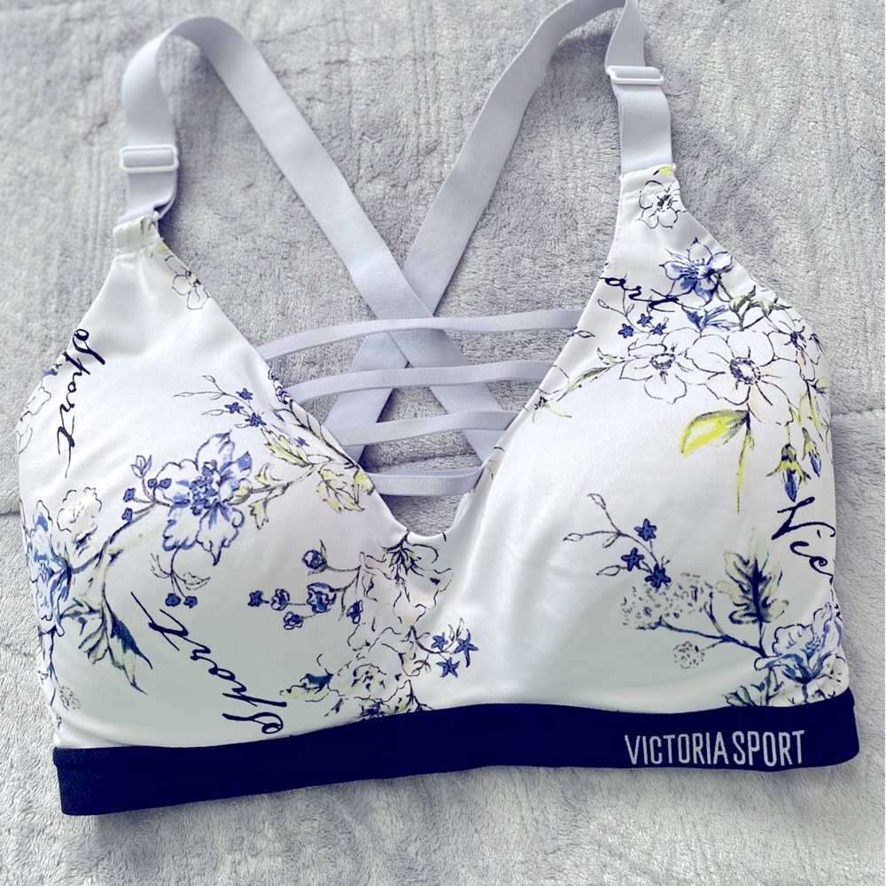 Victoria Sport By Victoria Secret Floral Print Strappy Sports Bra Size 34/DD